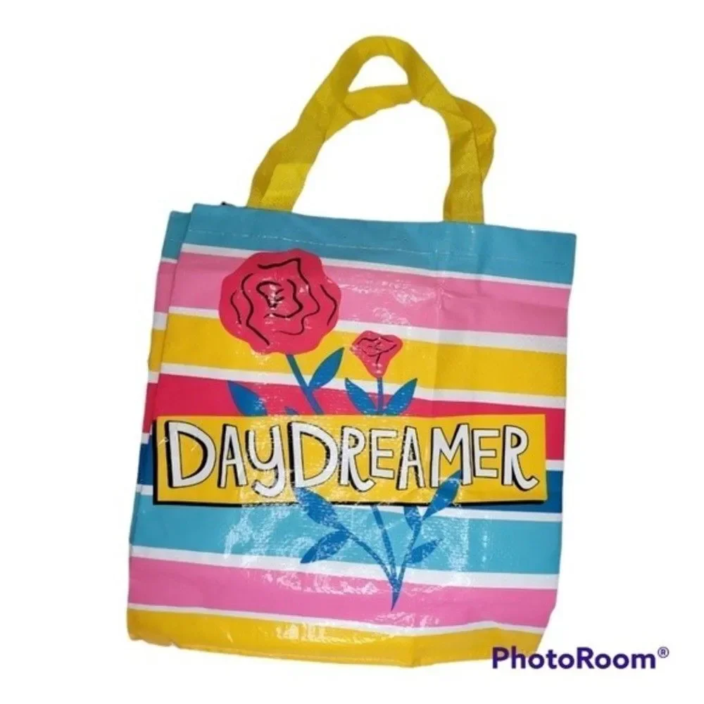 Daydreamer flowers Reusable Tote Bag strap Colorful Eco friendly open ca…
